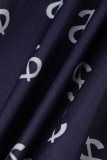 Темно-синие узкие брюки-карандаш со средней талией и принтом в стиле пэчворк с пикантным принтом
