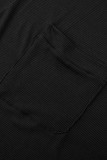 Conjunto de tres piezas de talla grande básico sólido casual de moda negro