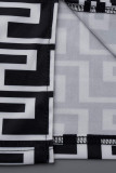 Robes à manches longues à col en V et à imprimé décontracté noir et blanc