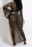 Черное сексуальное лоскутное платье с кисточками, горячее сверло, V-образный вырез, асимметричное платье, платья