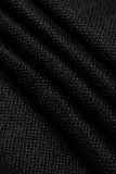 Zwarte mode sexy effen patchwork spleet off-shoulder avondjurk