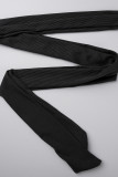Set di tre pezzi di colore nero casual alla moda di base Plus Size