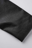 Capispalla con colletto rovesciato patchwork casual alla moda nera