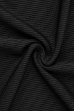 Black Fashion Casual Solid Basic Plus Size Three-piece Set