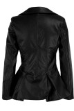 Черная модная повседневная верхняя одежда с отложным воротником в стиле пэчворк