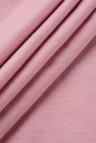 Розовый модный повседневный взрослый однотонный завязанный косой воротник с длинным рукавом длиной до пола, платье с длинным рукавом, платья