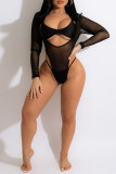 White Fashion Sexy Solid Hollowed Out See-through Swimwears