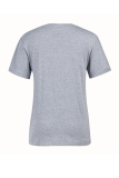 Camisetas cinza casual com estampa de rua patchwork letra O no pescoço