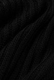 Zwarte sexy casual effen rugloze asymmetrische coltrui tops