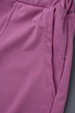 Violet Fashion Casual Print Basic V Neck Plus Size Two Pieces