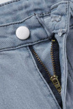 Jeans jeans skinny skinny moda casual baby blue patchwork leopardo rasgado cintura alta