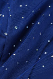 Set di costumi da bagno con paillettes in rete sexy azzurro