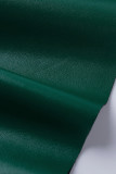 Tintengrüner, modischer, lässiger, solider, regelmäßiger Faltenrock mit hoher Taille