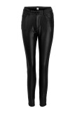 Burgund Fashion Casual Solid Basic Skinny Bleistifthose mit hoher Taille