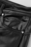 Calças lápis pretas moda casual sólida básica skinny cintura alta