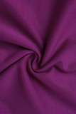 Пурпурные повседневные элегантные однотонные лоскутные платья с оборкой и круглым вырезом на одну ступеньку-юбка Платья