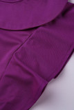 Púrpura Casual Elegante Patchwork Sólido Volante O Cuello Un Paso Falda Vestidos