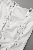 Pagliaccetti regolari senza spalline patchwork scavati con benda solida bianca sexy
