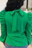 Tops de cuello alto básicos sólidos casuales de moda verde