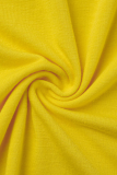 Vestidos de saia amarela casual com estampa de letra O na cintura