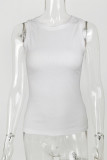 Witte casual effen basic O-hals tops