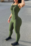 Army Green Sexy Solid Patchwork Spaghetti Strap Regular Jumpsuits