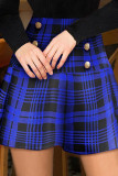Bottoni patchwork con stampa scozzese casual rossa Vita alta Tipo A Pantaloni con stampa completa