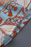 Orange Fashion Print Backless Strap Design Halfter ärmellose Zweiteiler