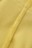 Gele sexy effen uitgeholde halve coltrui plus size jumpsuits