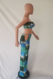 Rode sexy tie-dye strapless mouwloze two-pieces met print