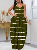 Lila Casual Print Patchwork Spaghetti Strap Bedrucktes Kleid Plus Size Kleider