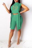 Зеленая мода Сексуальная вышивка Бинты Лоскутная водолазка с разрезом без рукавов из двух частей