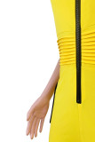 Pagliaccetti regolari con cerniera tascabile patchwork solido giallo per abbigliamento sportivo casual