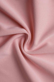 T-shirts à col en V asymétriques à plis patchwork décontractés roses