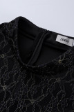 Schwarze Mode Sexy Patchwork Durchsichtiges halbes Rollkragen-Abendkleid