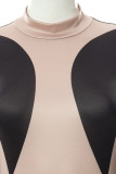Zwarte sexy effen patchwork halflange coltrui Regular jumpsuits