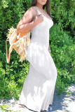 Белое сексуальное повседневное платье размера плюс, однотонное, базовое, с U-образным вырезом, жилет, платье