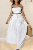 White Sexy Solid Patchwork Stringy Selvedge Strapless Sleeveless Two Pieces
