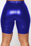 Shorts de cintura alta skinny básico casual fashion azul
