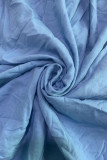 Blauwe sexy effen patchwork rugloze halterjurken