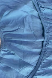 Синие сексуальные однотонные лоскутные платья с открытой спиной и лямкой на шее