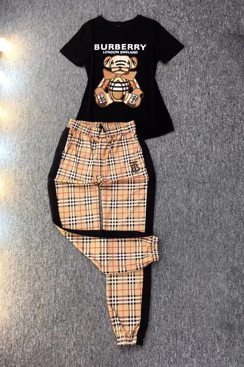 

Black Fashion Casual Print Letter O Neck Short Sleeve Two Pieces