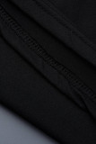 ブラックファッションカジュアルプリントパッチワークVネック半袖ワンピース