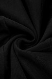 Colarinho preto moda sexy patchwork transparente com capuz manga longa duas peças