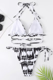 Costumi da bagno senza schienale con fasciatura sexy alla moda in bianco nero