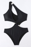 Schwarze Mode Sexy Solide Ausgehöhlte Backless Swimwears