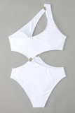 Weiße Mode Sexy Solide Ausgehöhlte Backless Swimwears