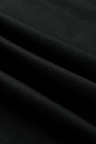 ブルゴーニュファッションカジュアルレタープリントリップドOネック半袖ツーピース