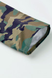 Camouflage Mode Sexigt Tryck Patchwork Kamouflage Halvärm Turndown-krage Jumpsuits