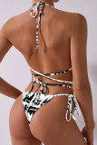 Geel Rood Mode Sexy Print Bandage Backless Swimwears